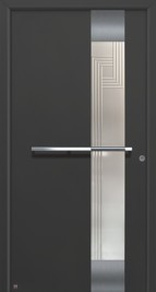 black front door with horizontal bar handle high security