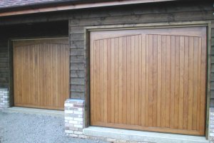 Gatcombe timber garage doors in Hemlock hardwood in Cambridgeshire available in oak or iroko