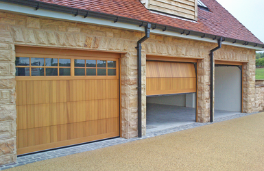 Cedarwood Timber Sectional Garage Doors with Windows 