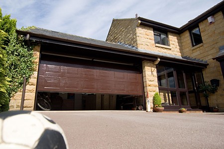 Novoferm sectional garage door in brown finish