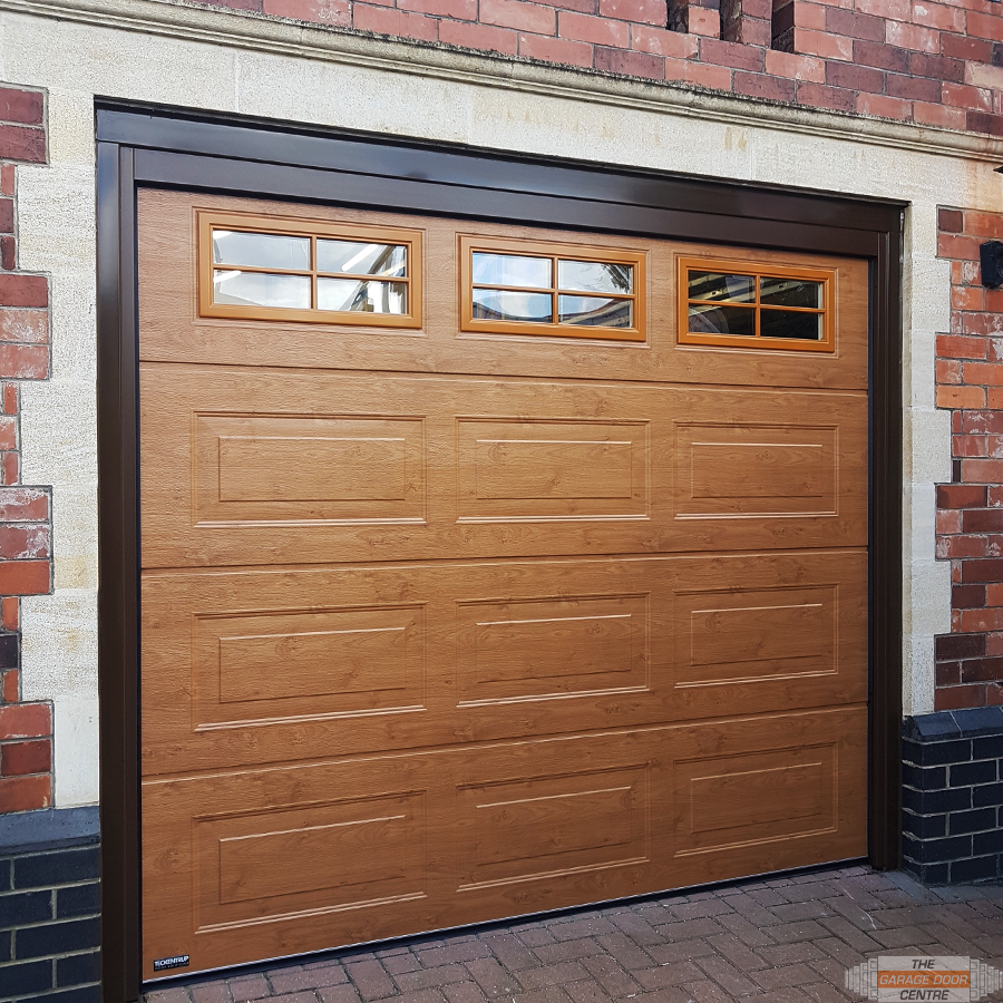 Timber sectional door with windows