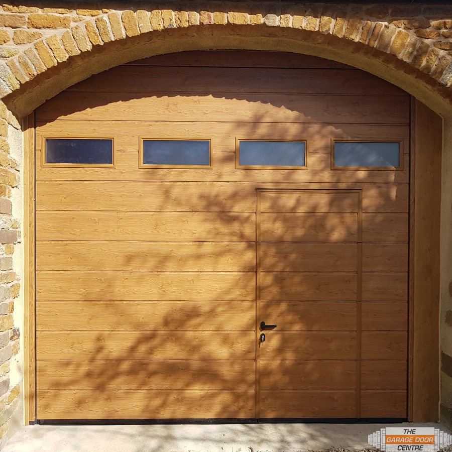 Timber Sectional Door with window and entrance door 